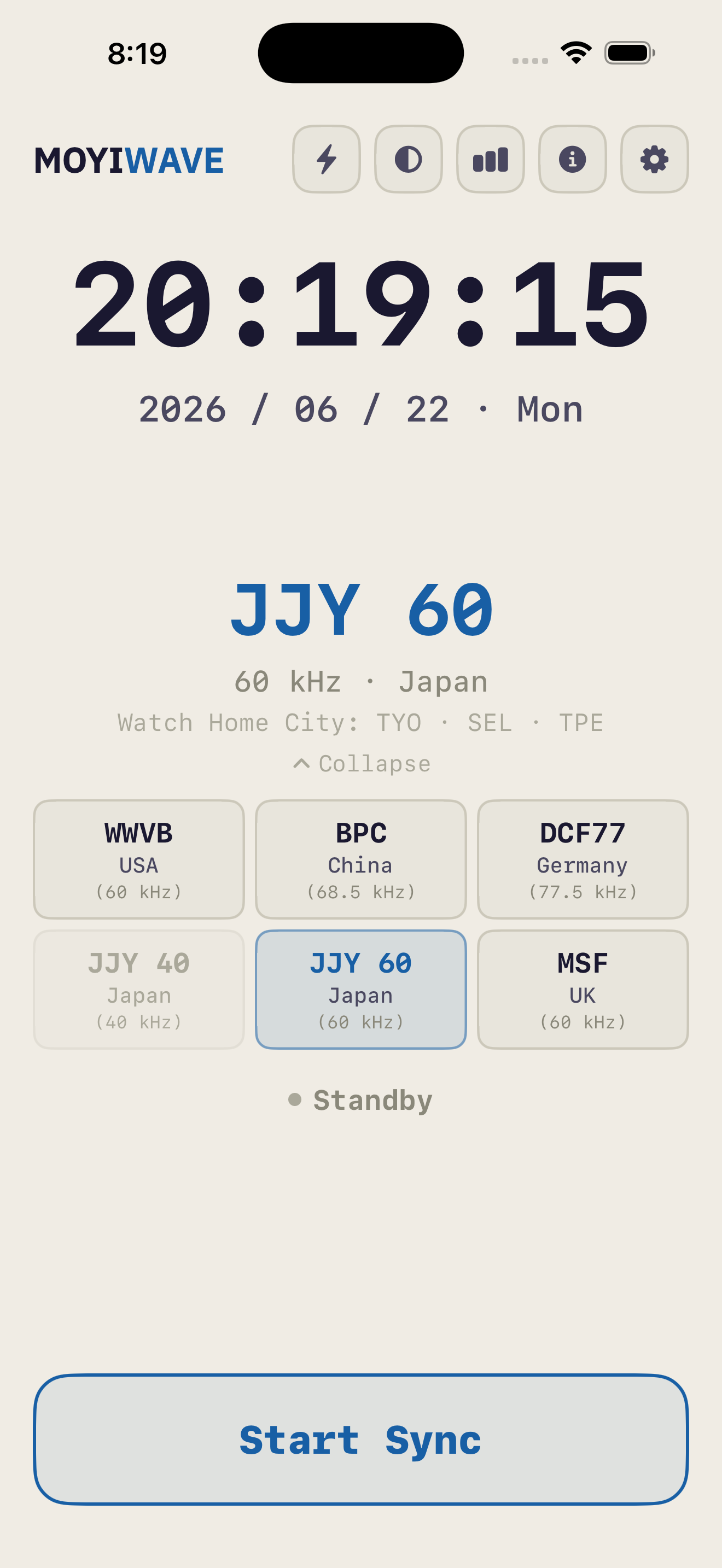 Standby · pick a station